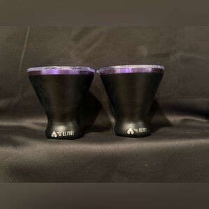 two black stainless steel martini glasses; Carnival Cruise ELITE Player Club